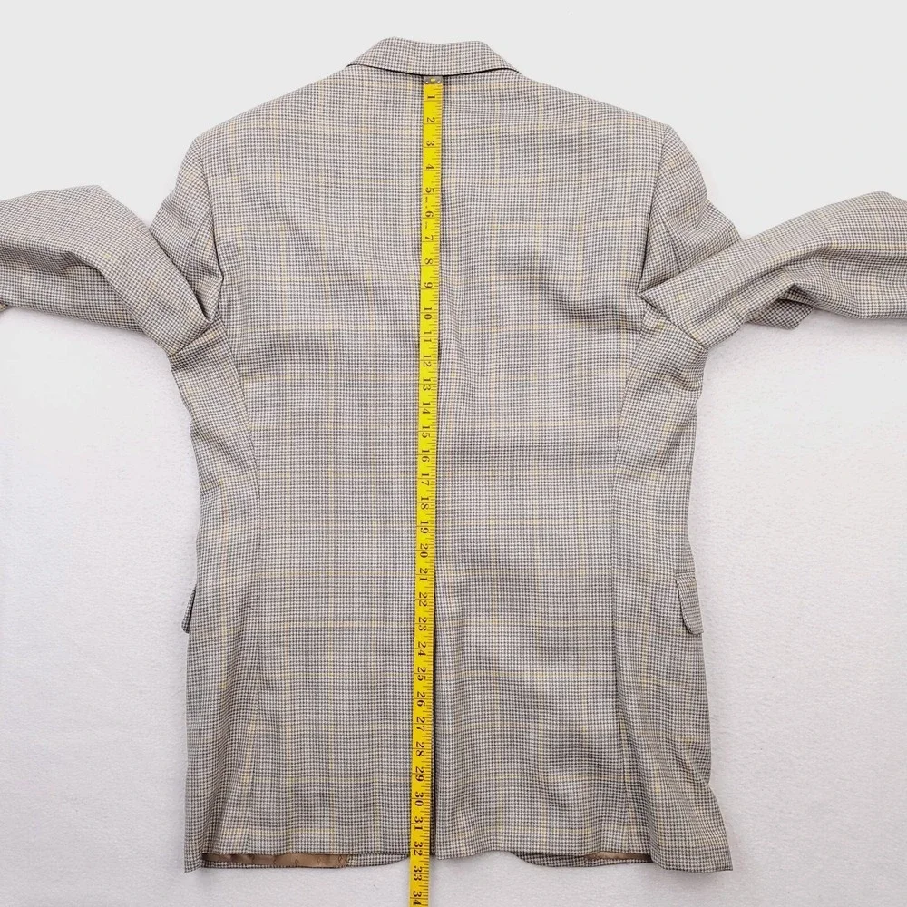 Corporate Image Blazer Mens 42L Black Yellow Houndstooth Windowpane Sport Coat‎